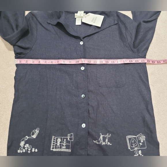 NEW Coldwater Creek Linen Button Front Garden Embroidered Top Tunic Size Medium - Picture 8 of 13